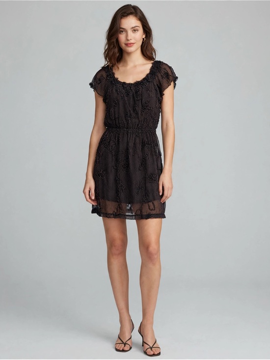 Studio M Dresses & Skirts - Studio M Black Dotted Ruffle Mini Dress